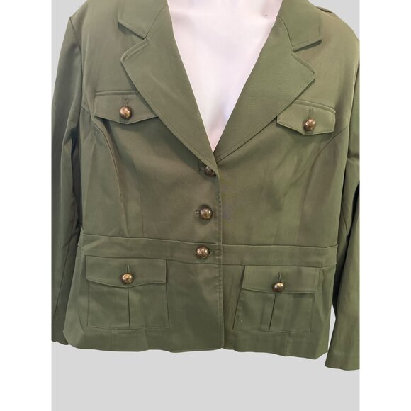 Studio 1940 Olive Green Women's Blazer Jacket With Four Pockets & Button - Picture 1 of 11